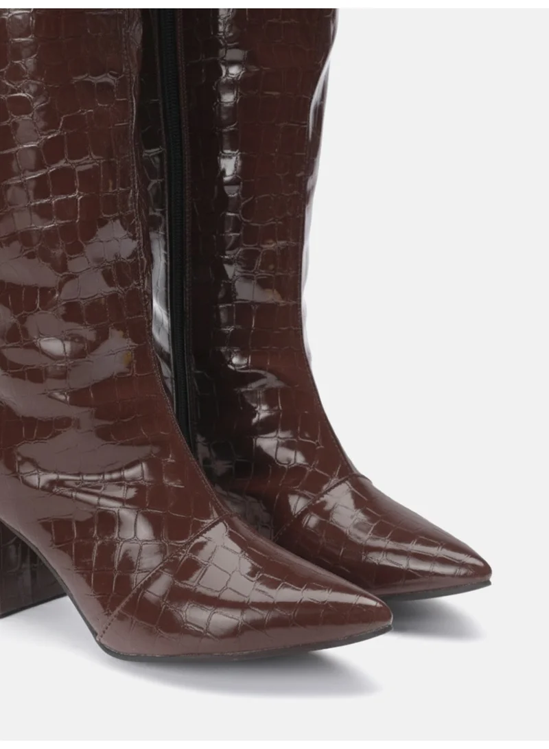 ZORIWORLD  Zoriworld Dezire Brown Boots 3'' Heel Rubber Sole for Women | Best Price UAE